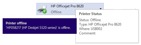 printer offline status