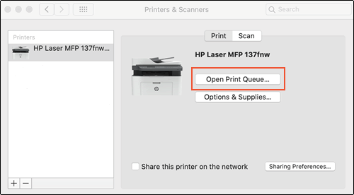 Locate Printer Device From System Preferences