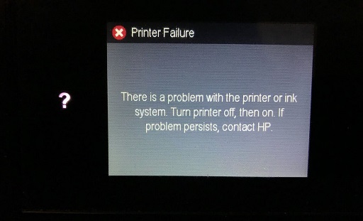 printer failure or ink system failure error