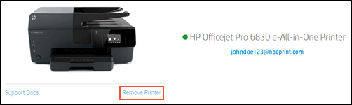 Remove printer- hp smart account