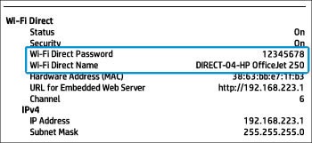 Wifi direct name and password