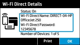 wifi direct details for touchscreen panel