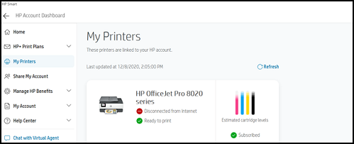 Account Dashboard My Printers