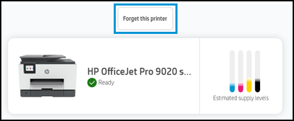 forget this printer button on HP OJ pro 9020