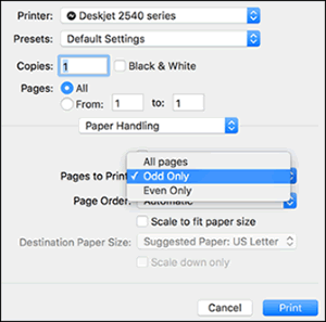 mac duplex printing manual select odd pages