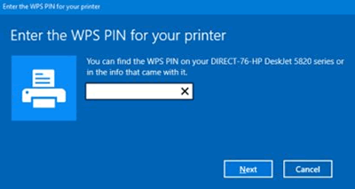 WPS PIN for Printer Setup
