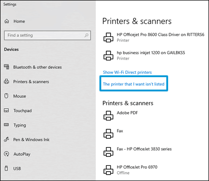 My printer is not listed