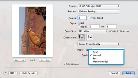 Set Mac Print Settings to Normal