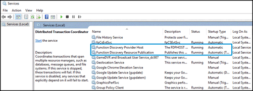 Function Discovery Services Running- Windows