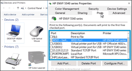 Printer Using WSD Port- Windows