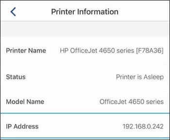 Printer IP address on iOS