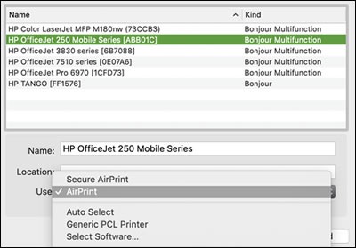Select Airprint and click add
