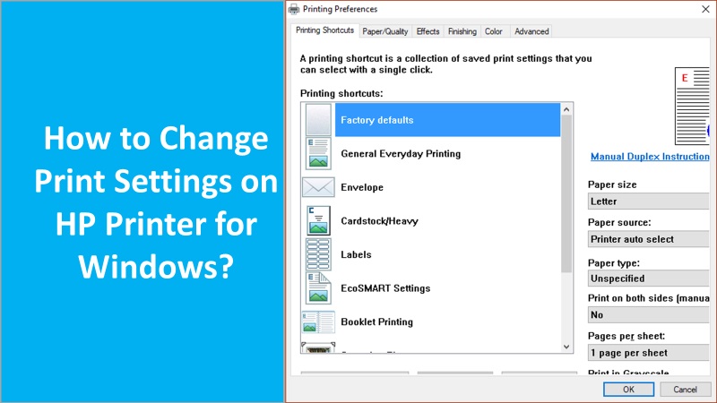 Change print settings on HP printer